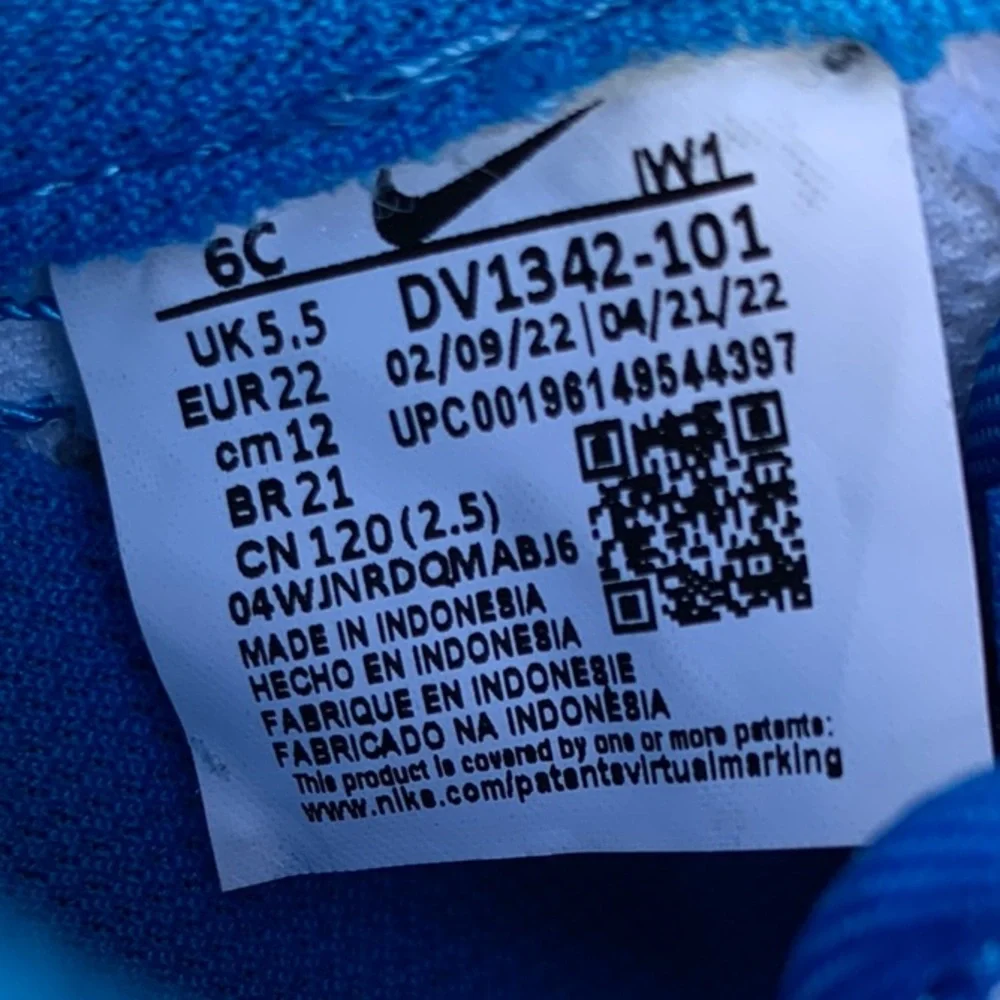 Nike Force 1 TD 'White Light Photo Blue' Sneakers Shoes unisex infant size 6